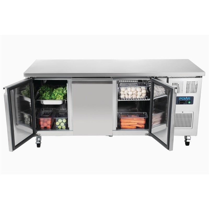 Polar roestvrijstalen koelwerkbank - G597 - 3 deuren