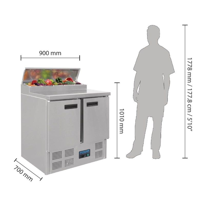 Polar RVS pizzawerkbank - G604 - 2 deuren