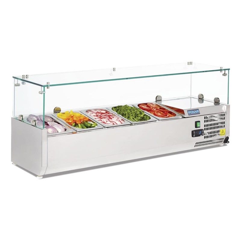 Polar opzetkoelvitrine - glasopbouw, 5 x 1/4 GN - G608