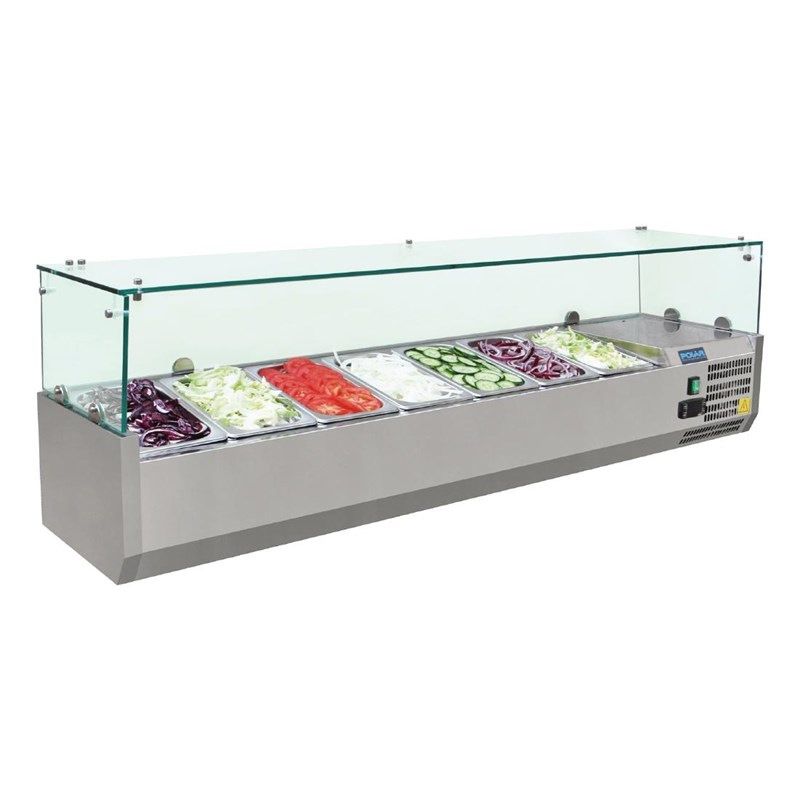 Polar opzetkoelvitrine - glasopbouw, 7 x 1/4 GN - G609