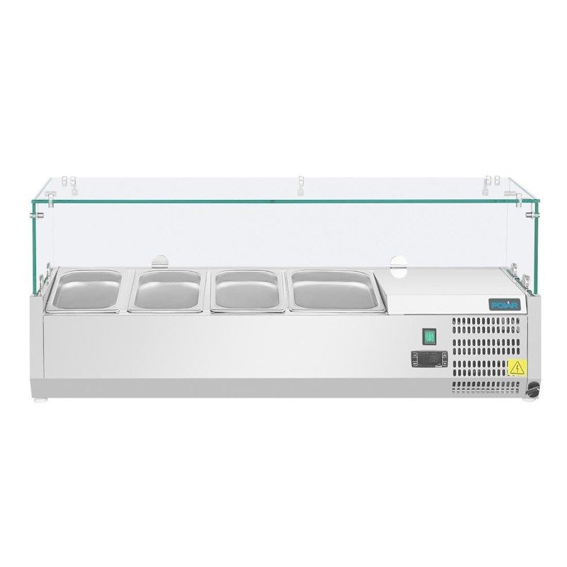 Polar koelvitrine - glas, 3x 1/3 GN + 1x 1/2 GN