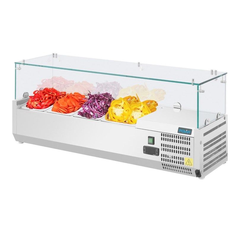 Polar koelvitrine - glas, 3x 1/3 GN + 1x 1/2 GN