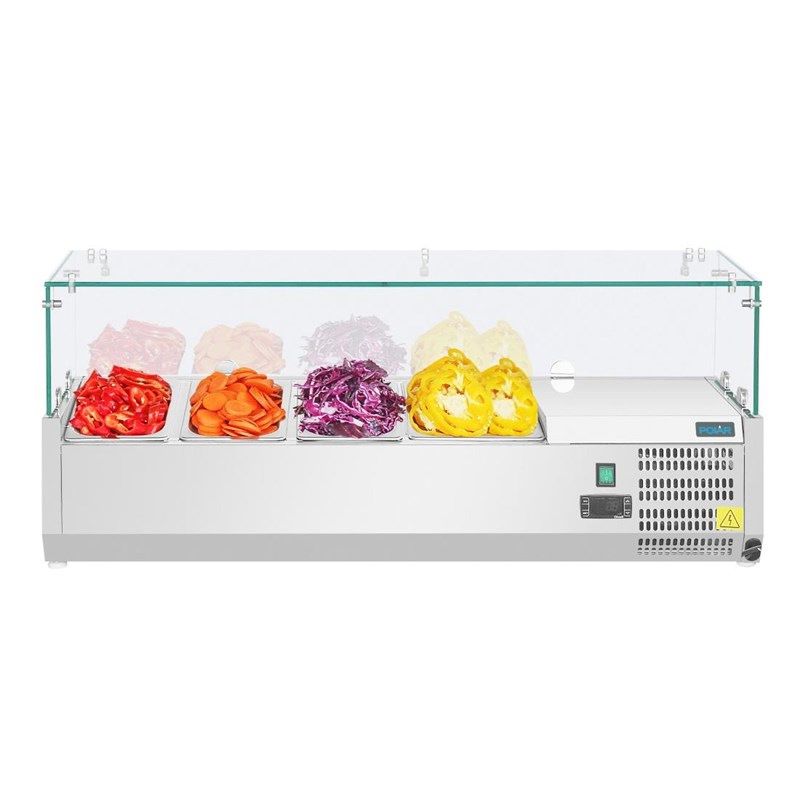 Polar koelvitrine - glas, 3x 1/3 GN + 1x 1/2 GN
