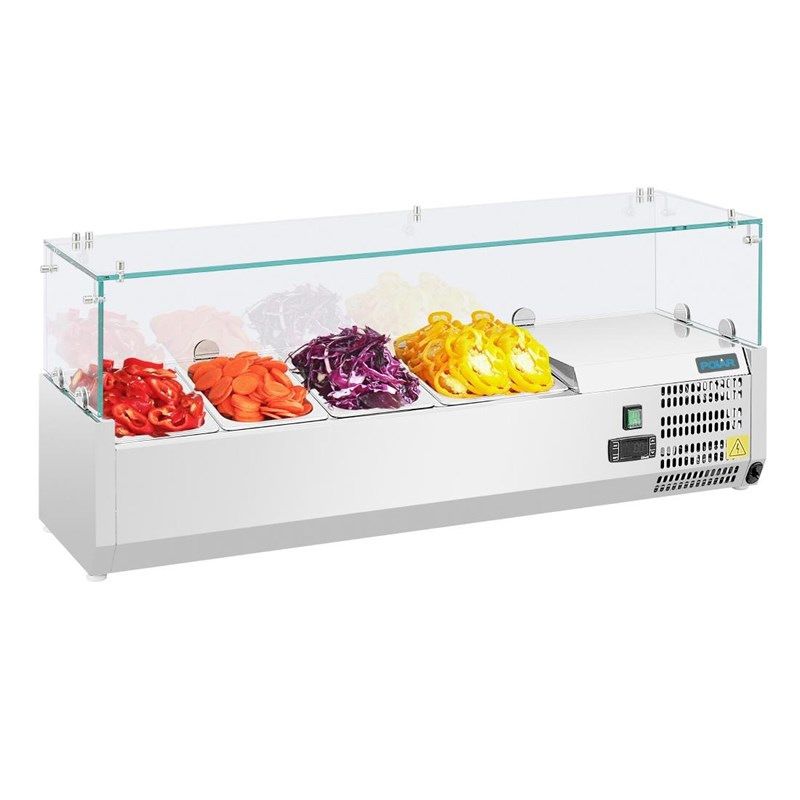 Polar koelvitrine - glas, 3x 1/3 GN + 1x 1/2 GN