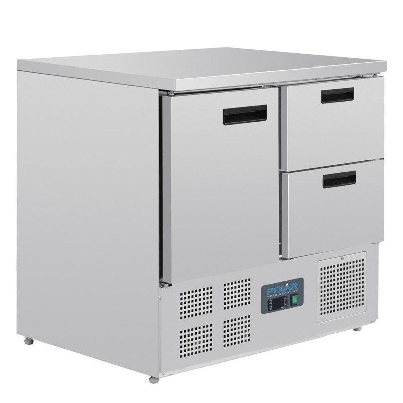 Polar RVS koelwerkbank - U637 - 1 deur en 2 laden