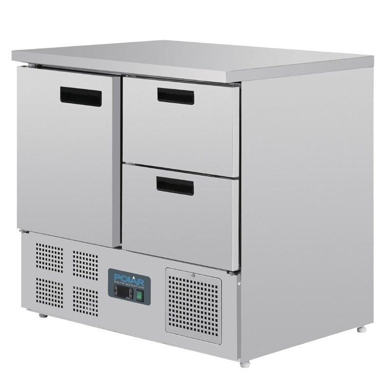 Polar RVS koelwerkbank - U637 - 1 deur en 2 laden