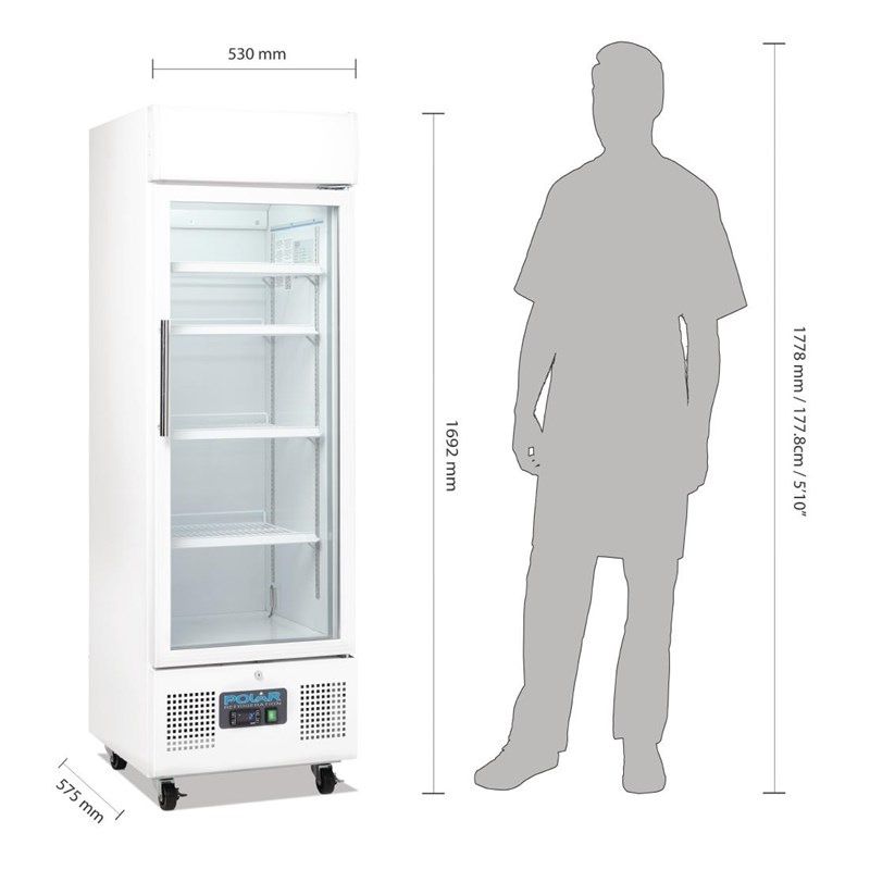 Polar G-serie staande display koelkast 218 liter wit