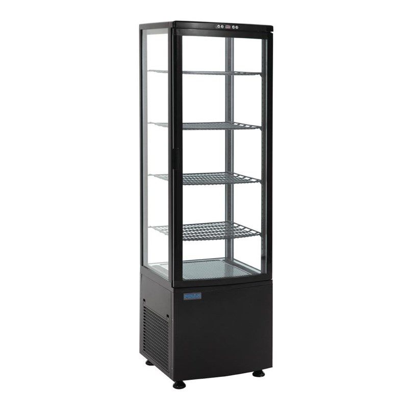 Polar koelvitrine - zwart, gebogen glas, 235 liter