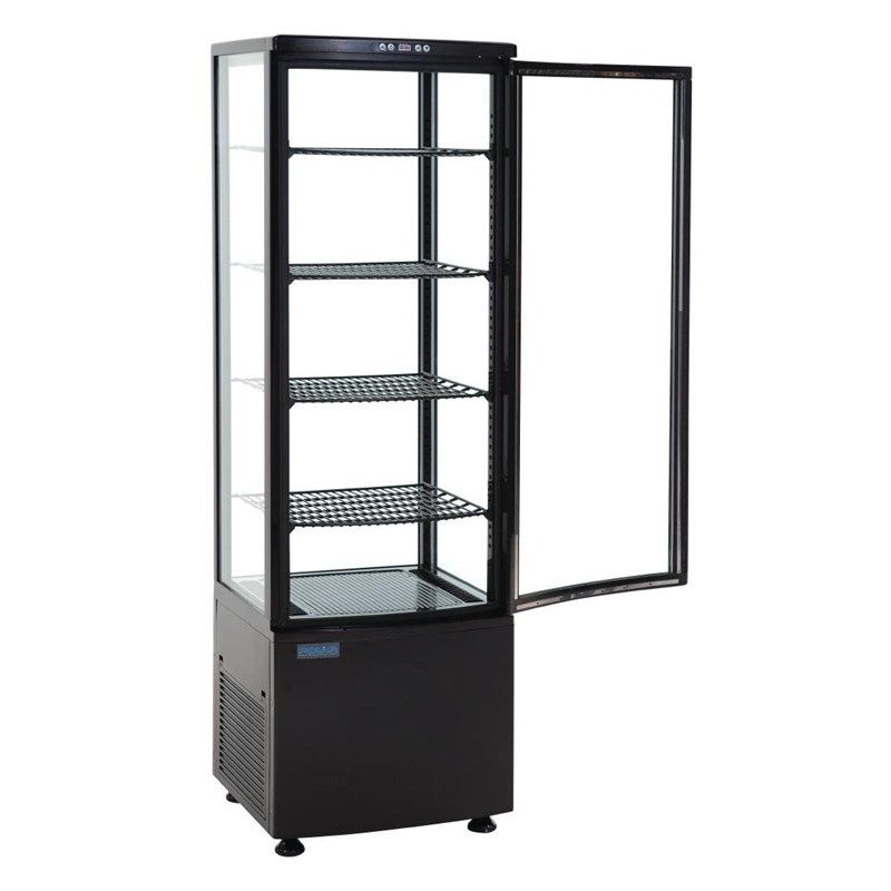 Polar koelvitrine - zwart, gebogen glas, 235 liter