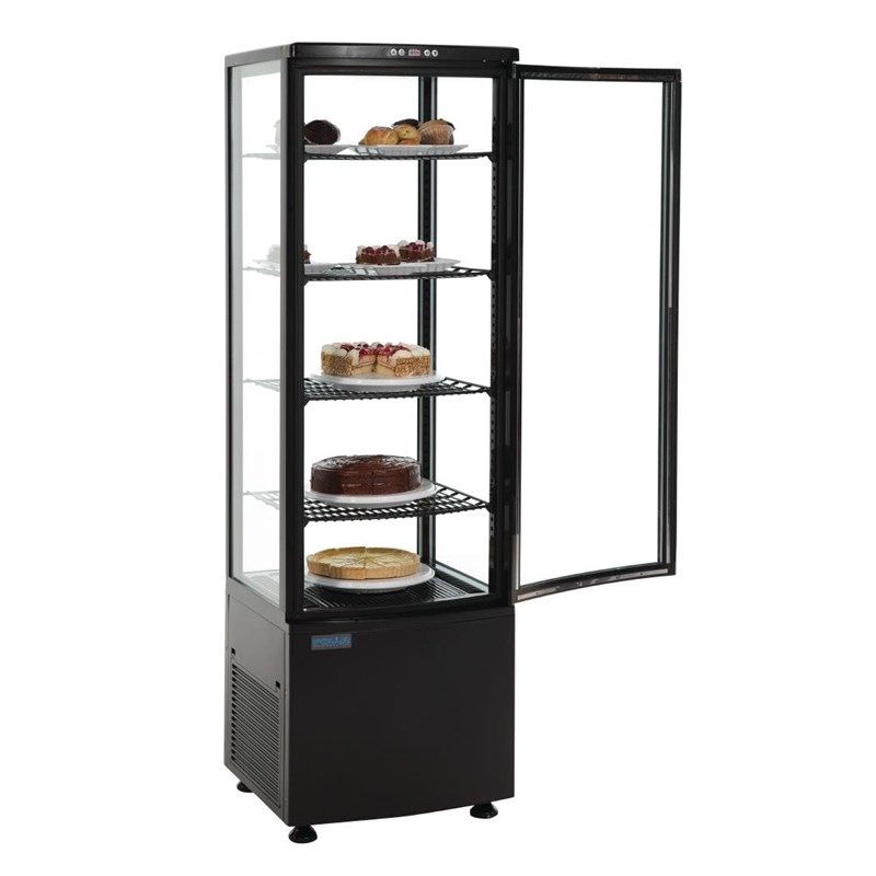 Polar koelvitrine - zwart, gebogen glas, 235 liter
