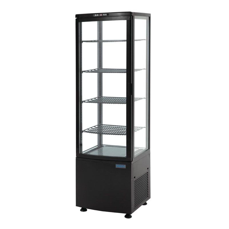 Polar koelvitrine - zwart, gebogen glas, 235 liter