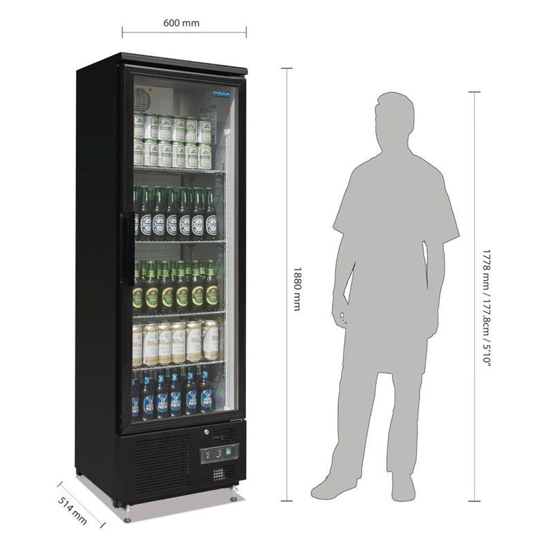 Polar GJ447 bar display met enkele deur, 307 liter