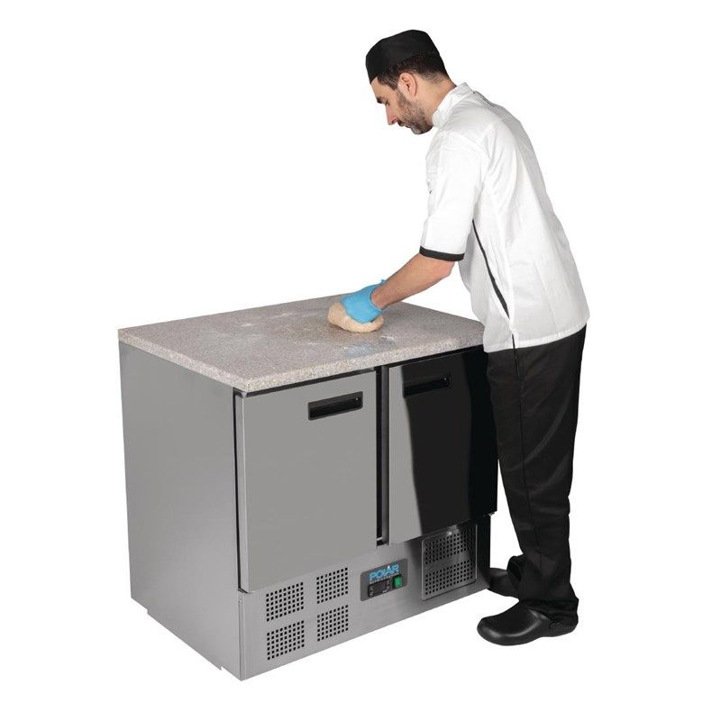 Polar 2-deurs gekoelde werkbank met marmeren blad 240 liter