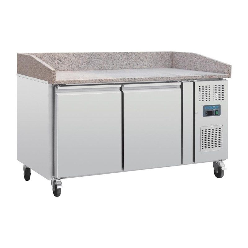 Polar RVS pizzawerkbank - CT424 - 2 deuren - marmerblad