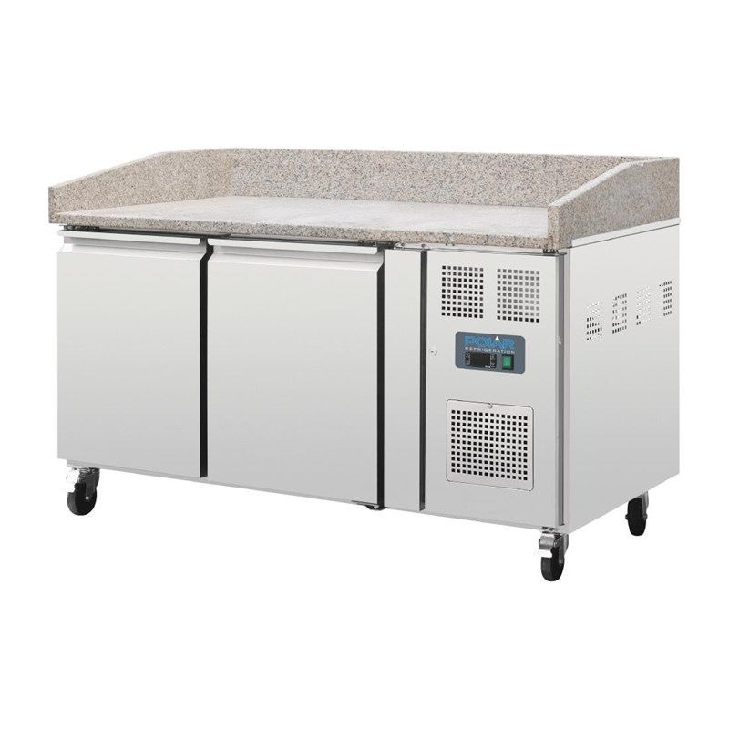 Polar RVS pizzawerkbank - CT424 - 2 deuren - marmerblad