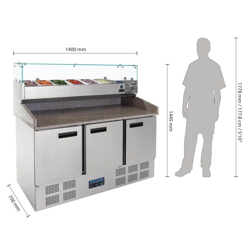 Polar gekoelde pizza- / sandwich prepareercounter 368 liter - CN267
