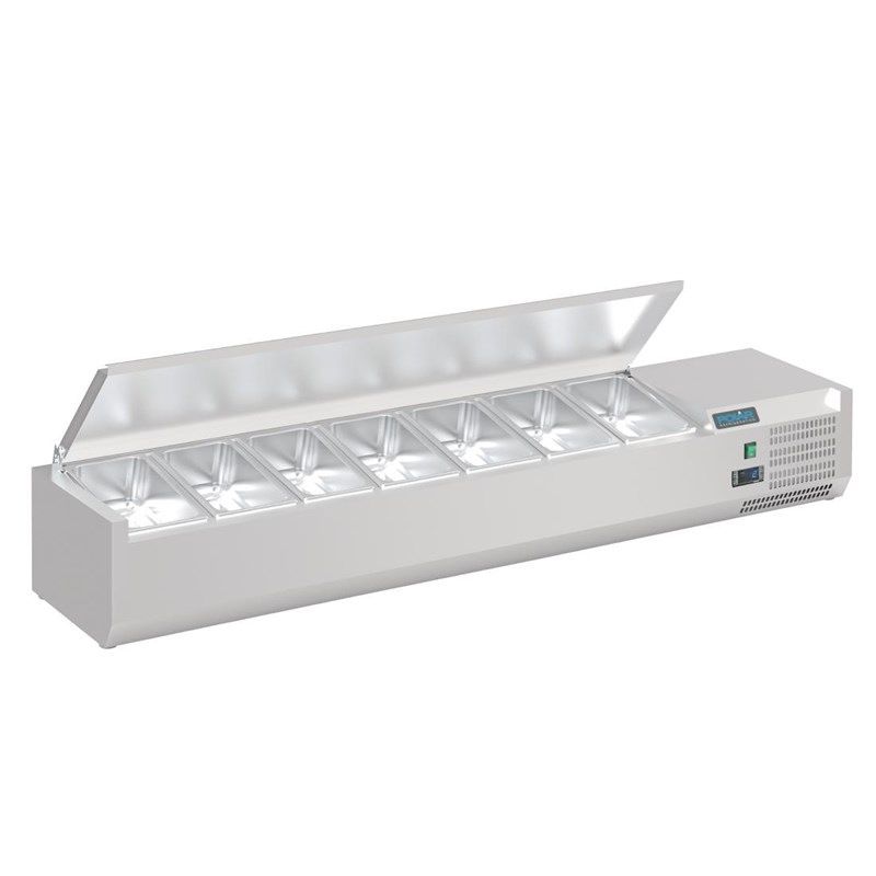 Polar G-serie opzetkoelvitrine met deksel 7x GN 1/4