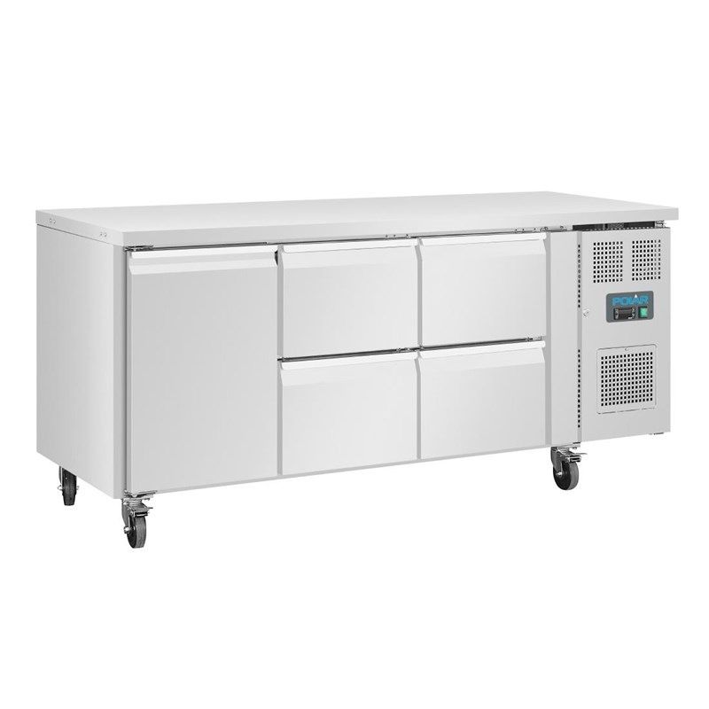 Polar U-serie koelwerkbank 1 deur 4 lades 358L UA020