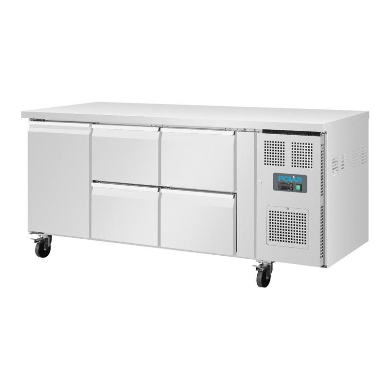 Polar U-serie koelwerkbank 1 deur 4 lades 358L UA020