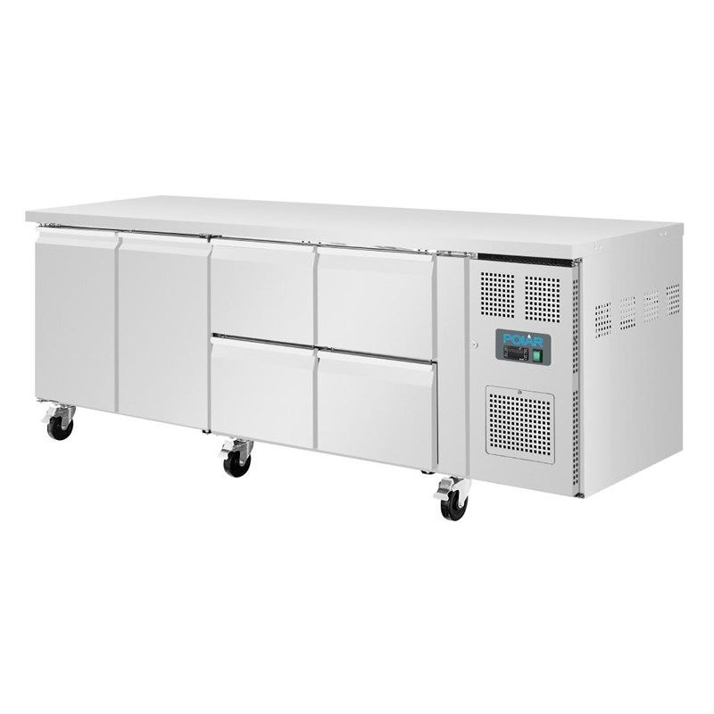 Polar U-serie koelwerkbank 2 deuren 4 lades UA201