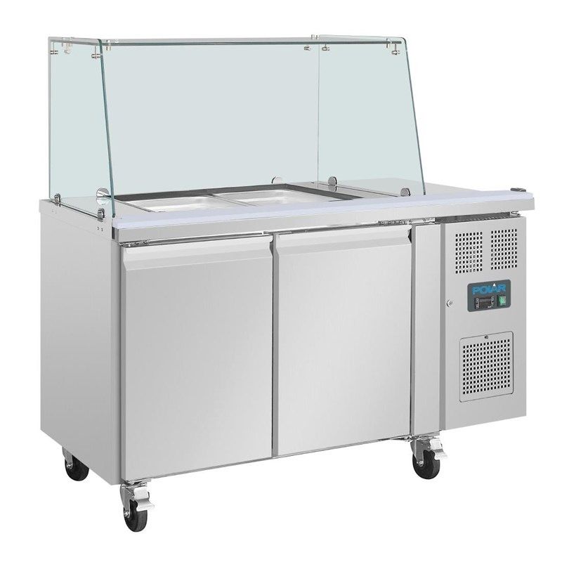 Polar U-serie tweedeurs saladette UA017 met vierkant kuchscherm
