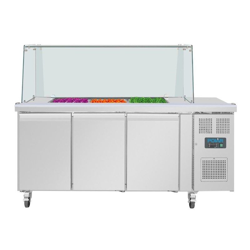 Polar U-serie driedeurs saladette UA018 met vierkant kuchscherm