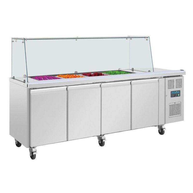Polar U-serie vierdeurs saladette UA019 met vierkant kuchscherm