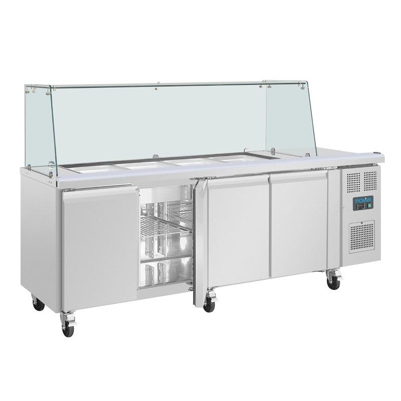 Polar U-serie vierdeurs saladette UA019 met vierkant kuchscherm