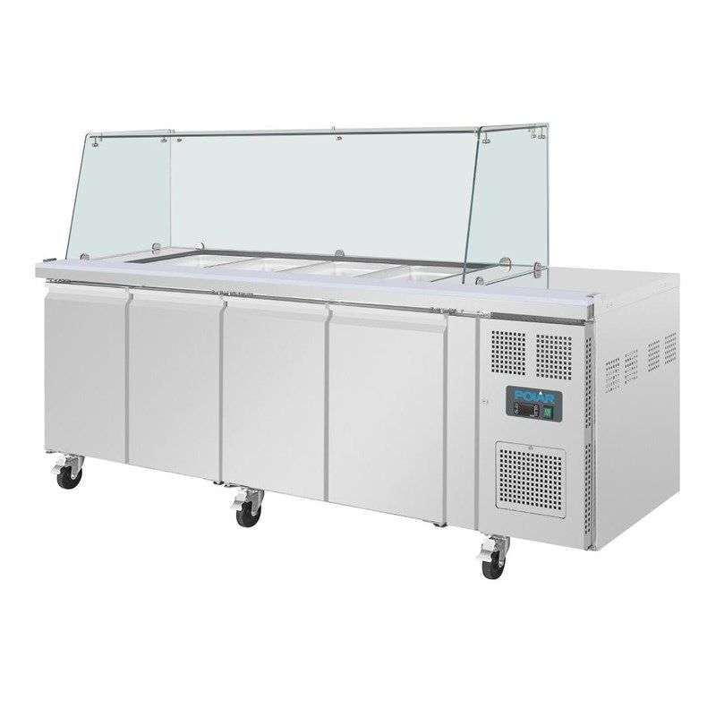 Polar U-serie vierdeurs saladette UA019 met vierkant kuchscherm