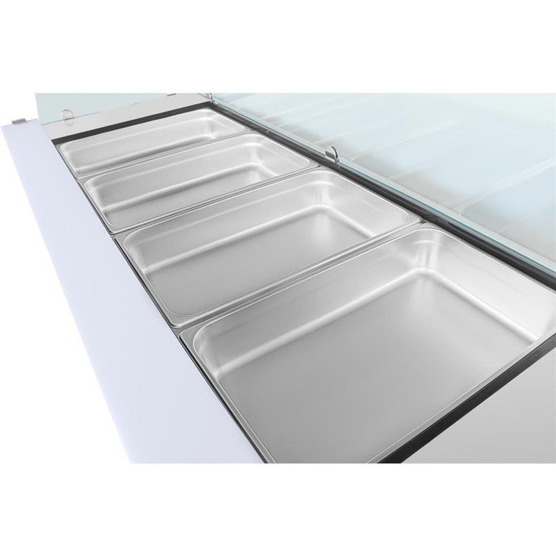Polar U-serie vierdeurs saladette UA019 met vierkant kuchscherm