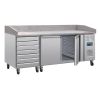 Polar RVS pizzawerkbank - CT423 - 2 deuren, deeglades - marmerblad