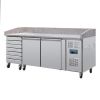 Polar RVS pizzawerkbank - CT423 - 2 deuren, deeglades - marmerblad
