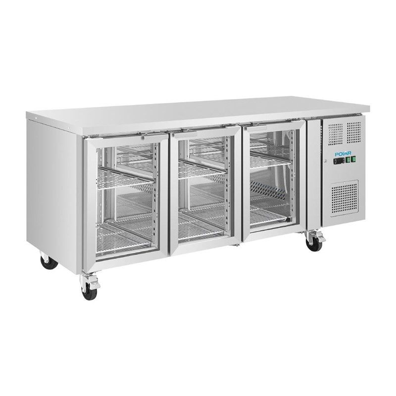 Polar U-serie 3-deurs koelwerkbank met glazen deuren - UA069 - 302L